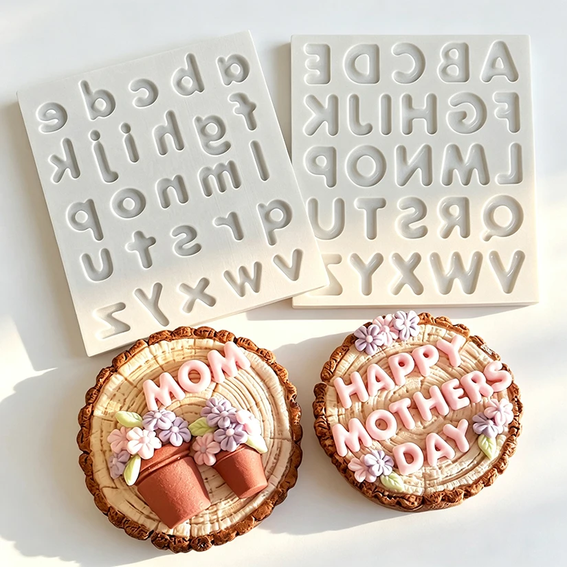 Molde de Silicone para Letras Minúsculas (Capital) para Confeitaria, Biscoitos, Cupcakes, Chocolate, Ferramentas de Decoração de Bolos e Fondant