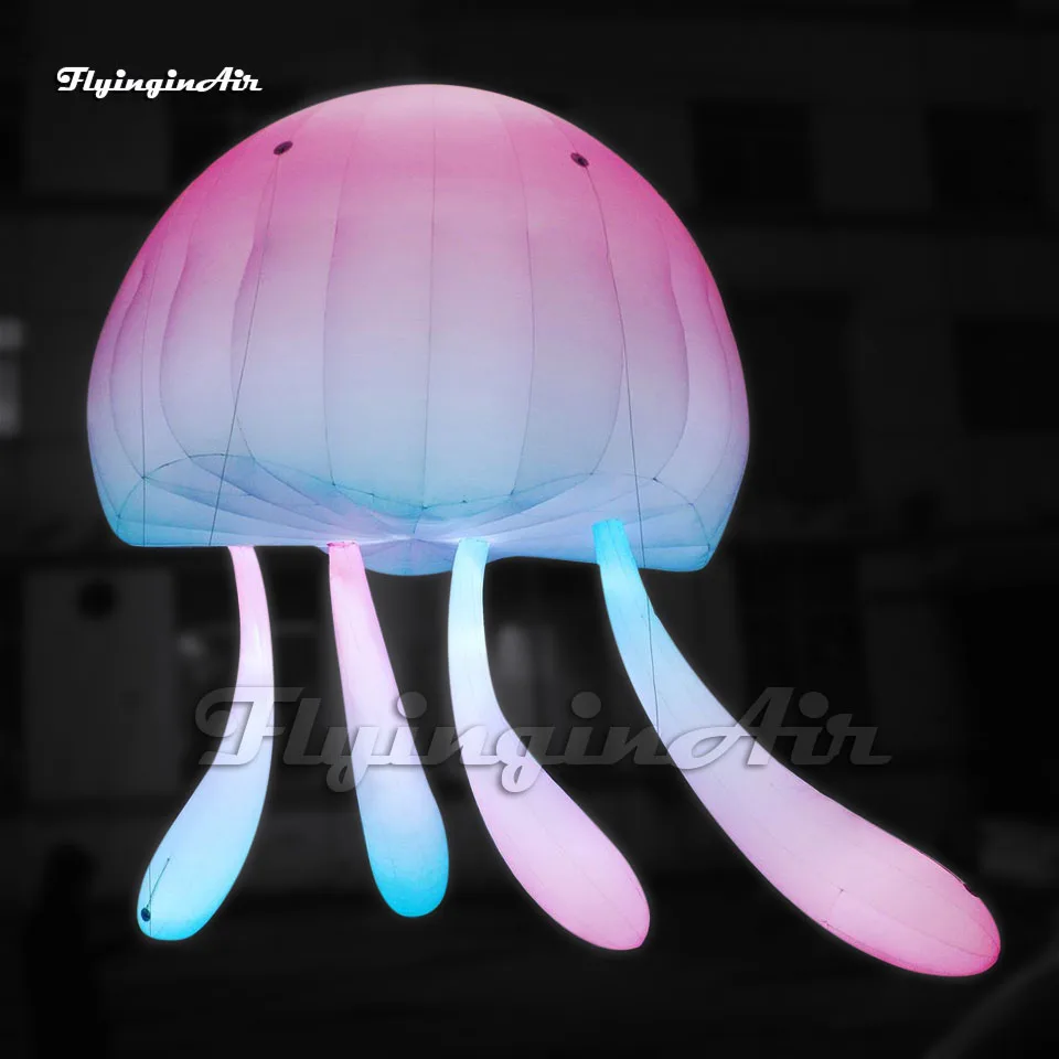 Beautiful Illuminated Hanging Large Inflatable Jellyfish Light Sea Animal Balloon For Stage Decoration