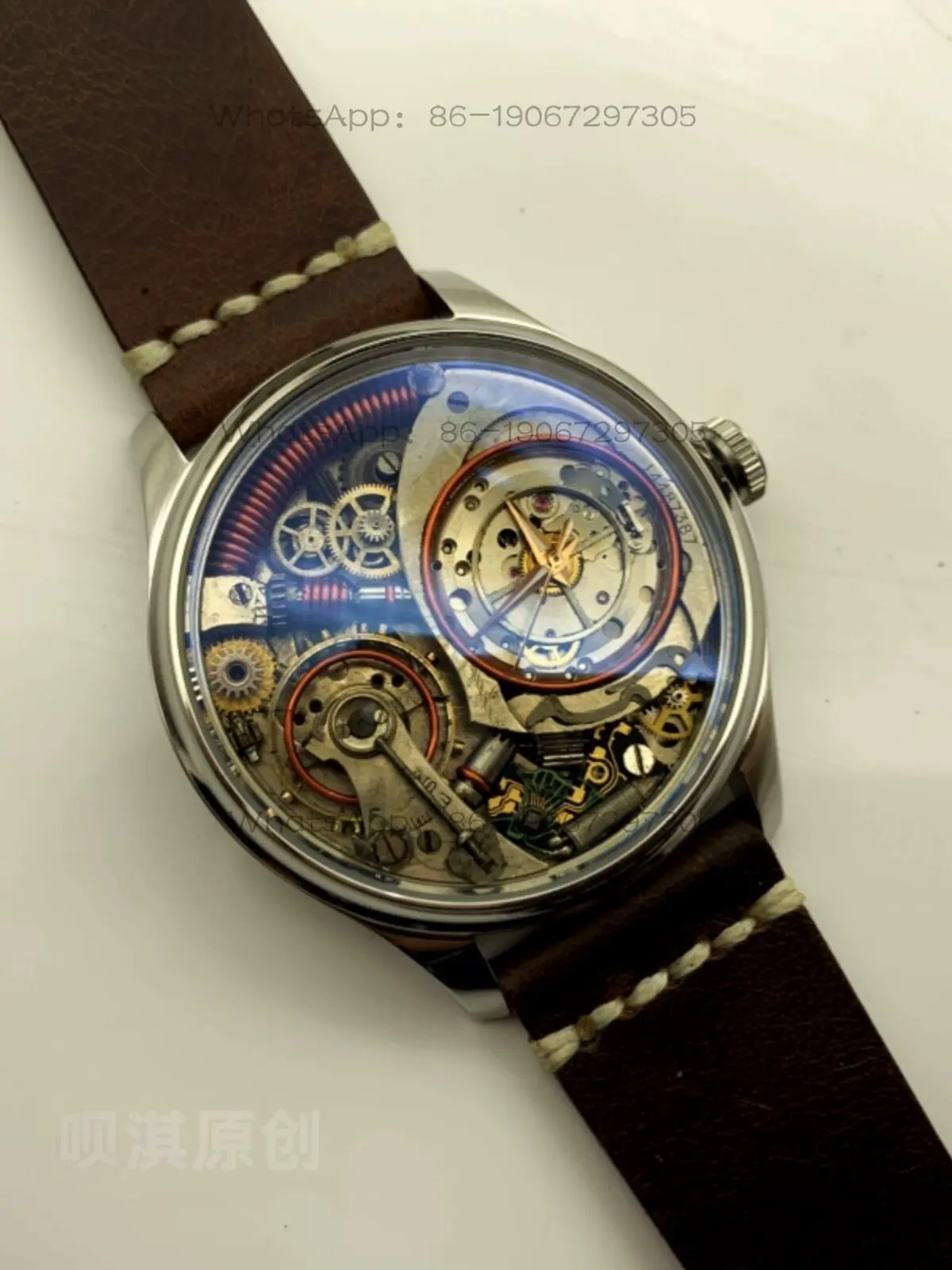 

Ully Automatic Mechanical Watch, Handmade Original Trendy Personalized Watch, Crazy Horse Leather Genuine Leather Strap