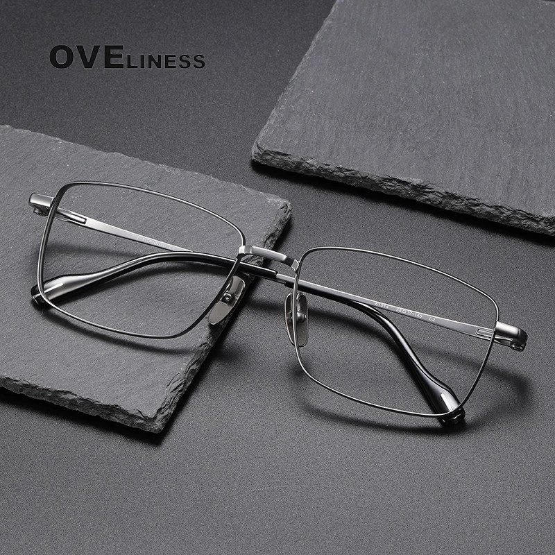 

Pure Titanium optical Glasses Frame Men Square myopia Prescription Eyeglasses Frames 2024 New Full Korean male Eyewear spectacle