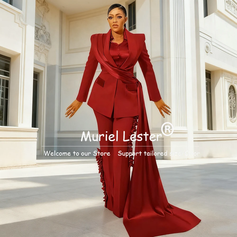 Special Design Women Pants Suits Plus Size Prom Blazer Jacket With Wraps Customized Wedding Guest Wear Ladies Party Tuxedos 2026