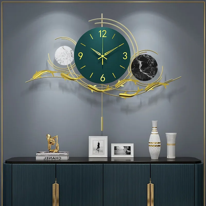 Wall Clock Modern Design Large Metal Iron Art Creative Living Room Hotel Hall Home Decoration Ornament Hanging Watch Pendulum