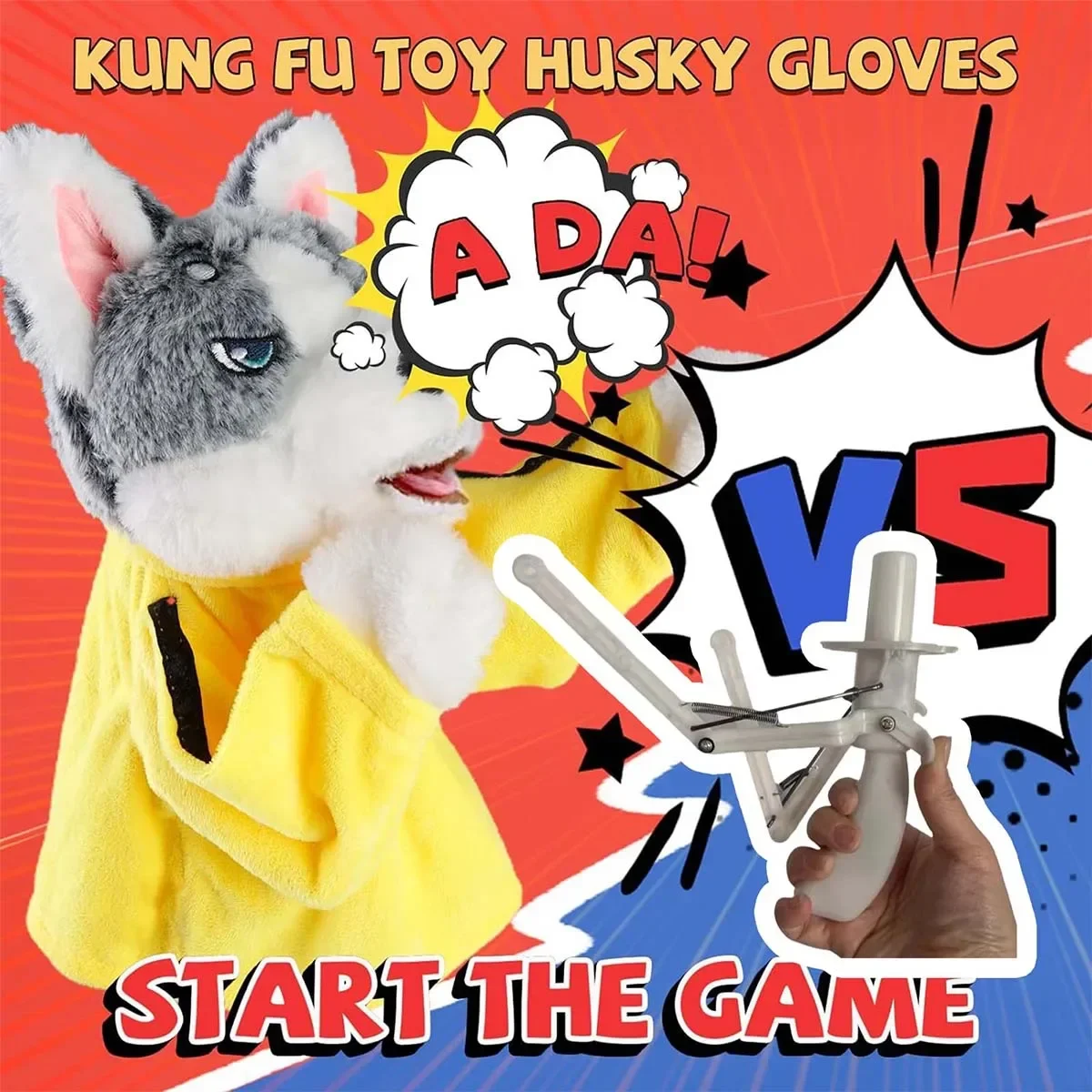 Neue Plüschpuppe mit Sound, Husky-Boxspielzeug, interaktives Plüschspielzeug, Kung-Fu-Hund mit Sound, Boxspielzeug, interaktives Handpuppenspielzeug. – Detail 4