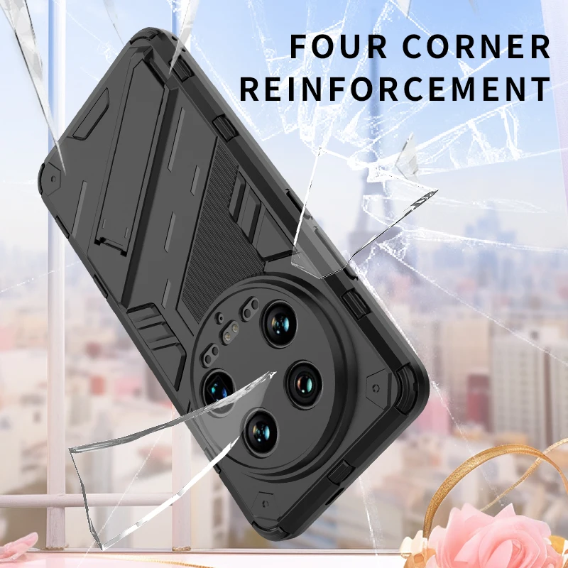 Shockproof Armor Camera Protective Hard Plastic Case For Xiaomi 14 Ultra Shockproof Bracket Case Cover For Xiaomi 14Ultra