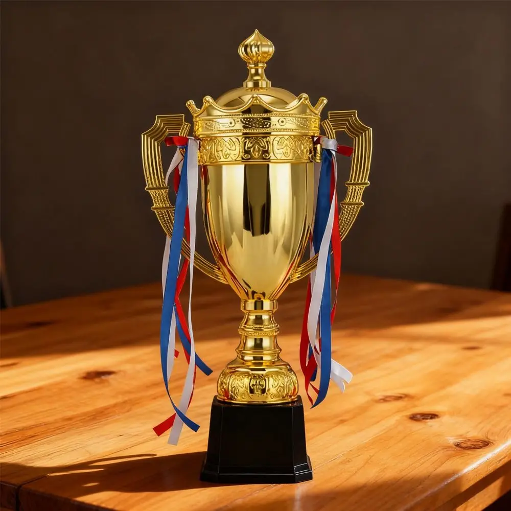 Award Cup Metal Model Gold Trophy Awards Small Size With Lid Prize Cup Gold Color Crown Design Winner Award Trophy Soccer Sports