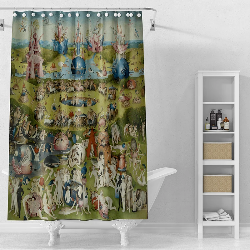 Gaslight Gatekeep Girlboss The Garden of Earthly Delights Shower Curtain Set with Grommets and Hooks for Bathroom Decor