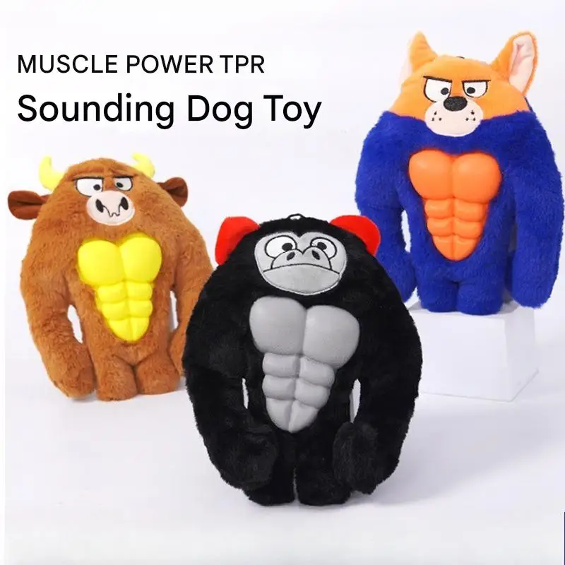 

TPR Plush Dog Squeaky Toys, Chew Resistant Bite-Proof Toys for Teething, for All Dogs Gorilla Fox Cow