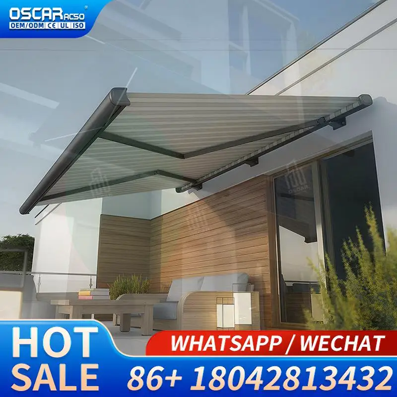 Waterproof Motorized Retractable Patio Awning Customizable Big Size 45m for Outdoor Backyard Garden Use Retractable Awning