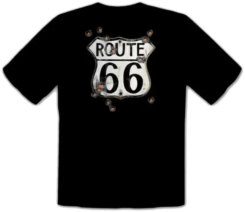 Old Vintage Route 66 Emblem Rockabilly Schwarze T-Shirt vor Fun -161