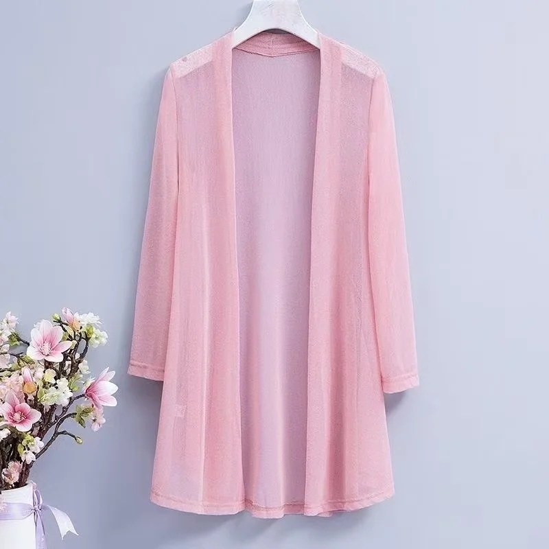 

2025Korean Women's Casual Long Sun Protection Sweater Cardigan Soft Comfortable Simple Solid Free Size Loose Thin Cardigan
