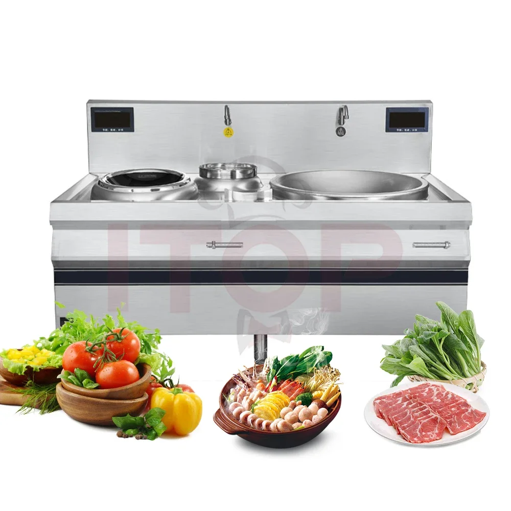 Double-headed commercial 15Kw kitchen equipment 15+15kw high power induction cooker canteen hotel electric frying oven