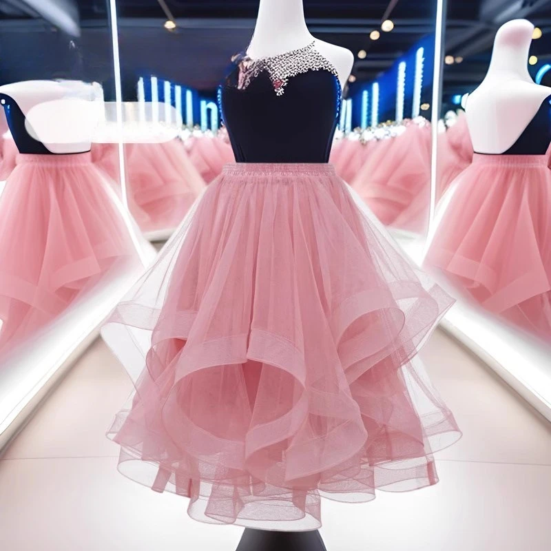 Trend Tulle Skirt Summer Women Irregular Midi Skirts Mesh A-Line Skirts Pink White Black Puff Skirts Fairy Sweet Party Clothes