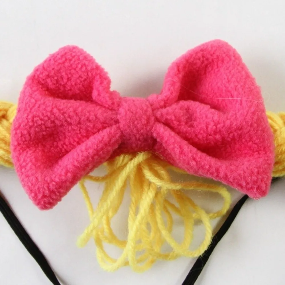 

Adjustable Pet Wig Braid Bow Elastic Rope Cat Cosplay Headwear Decorative Double Braids Cat Funny Headpiece Pet Shows