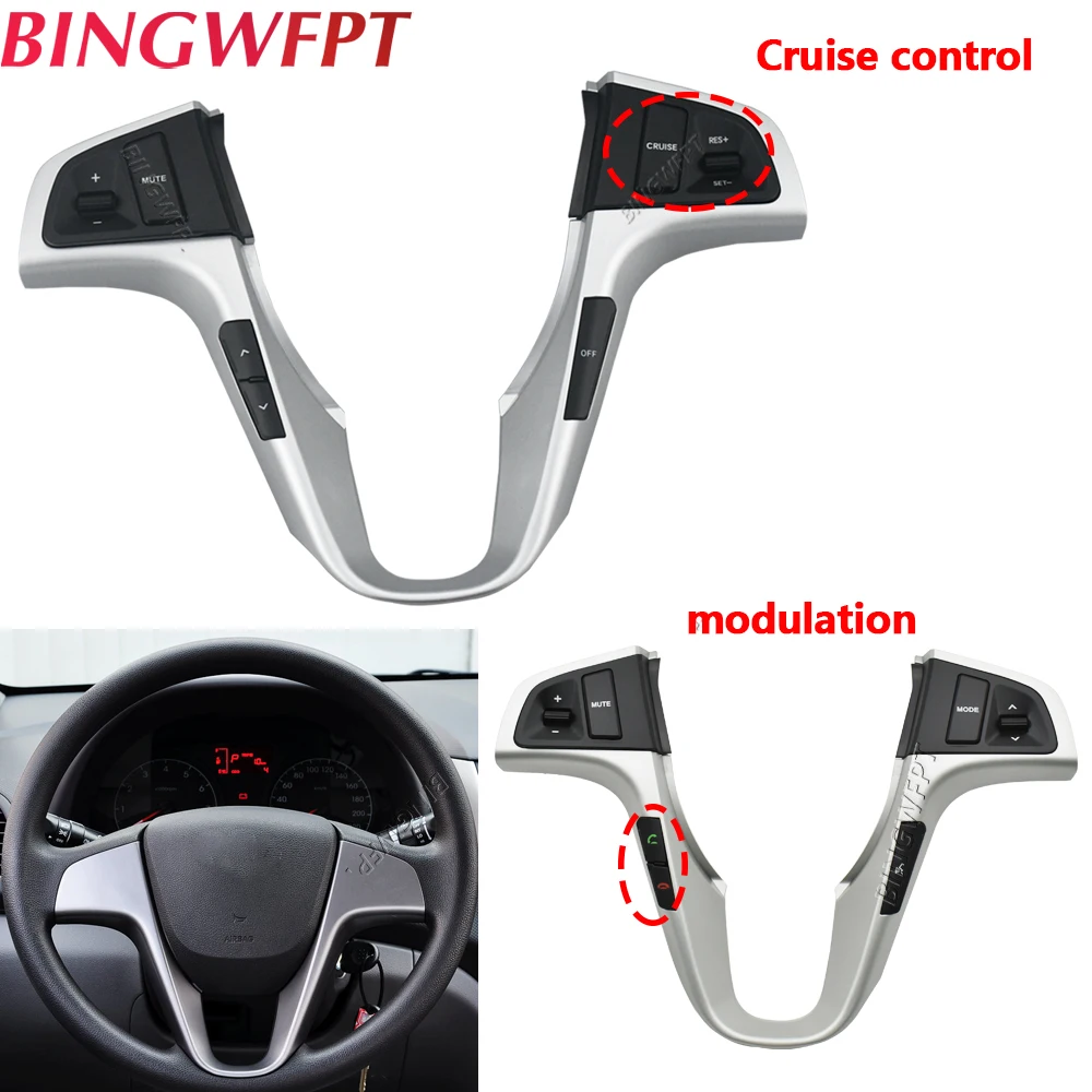 

For Hyundai VERNA SOLARIS Multi-function Steering Wheel Buttons Audio Volume Constant Speed Cruise Control Switch Blue Backlight