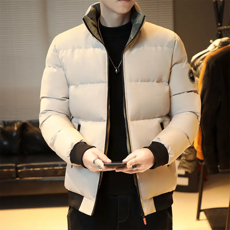 

2023 New Winter Men Cotton Clothes Casual Stand Collar Cold-Resistant Outwear Trendy Large Size Thick En Warm Quilted Jacket