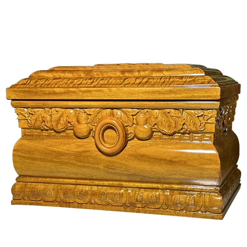 

High-grade golden nanmu urn gloomy wood birthday box all solid wood