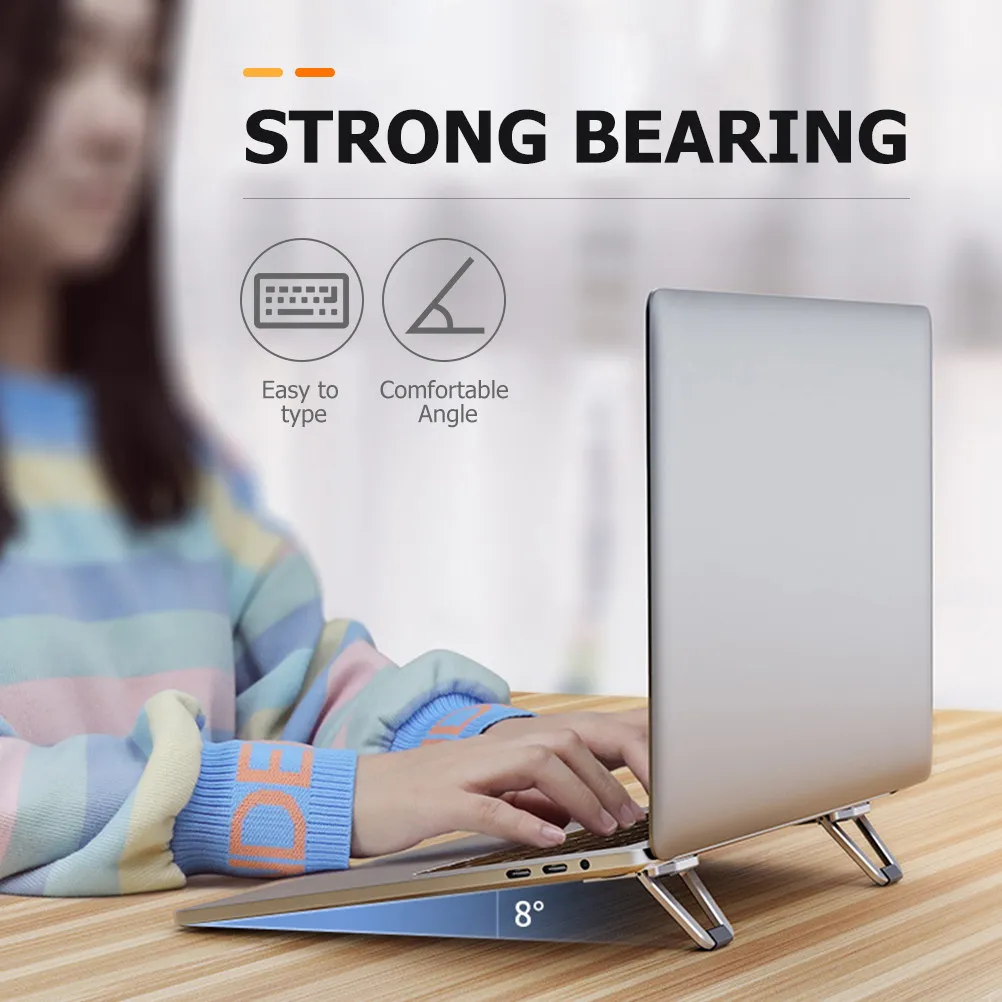 Aluminum Alloy Laptop Stand, 4mm Thin Lightweight Notebook Riser with Non-Slip Base & High Load Capacity