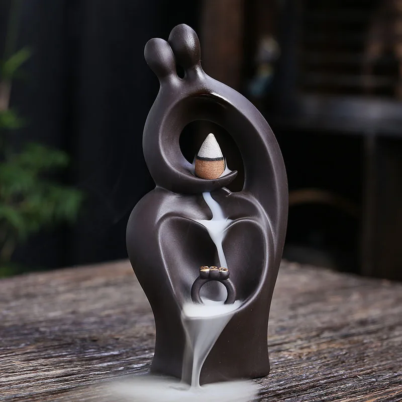 Purple Clay Backflow Incense Burner Home Decor Creative Valentine's Day Heart Shape Backflow Incense Burner