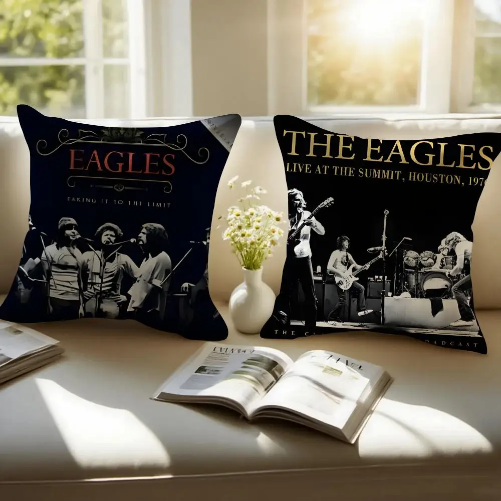 Classic Rock Band T-The Eagles Cushion Cover Pillowcase Anti-dustmite Invisible Zipper Short Plush Sofa Cushion