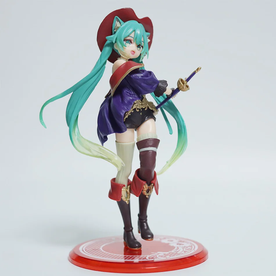 Hatsune Miku Desktop Niedliche Actionfigur Tale Wonderland Miku Der gestiefelte Kater Anime Figur Kawaii Mädchen Modell Spielzeug Entzückendes Dekor
