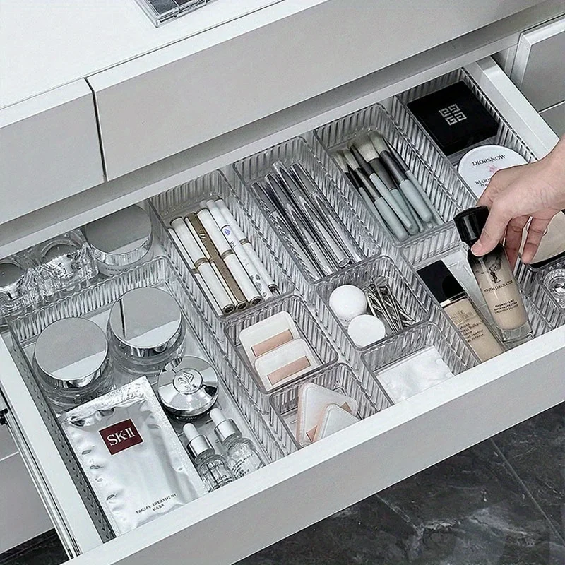 โปร่งใสกล่องจัดเก็บโต๊ะพลาสติกคอนเทนเนอร์ลิ้นชักตารางกล่องเครื่องประดับแต่งหน้ากล่อง