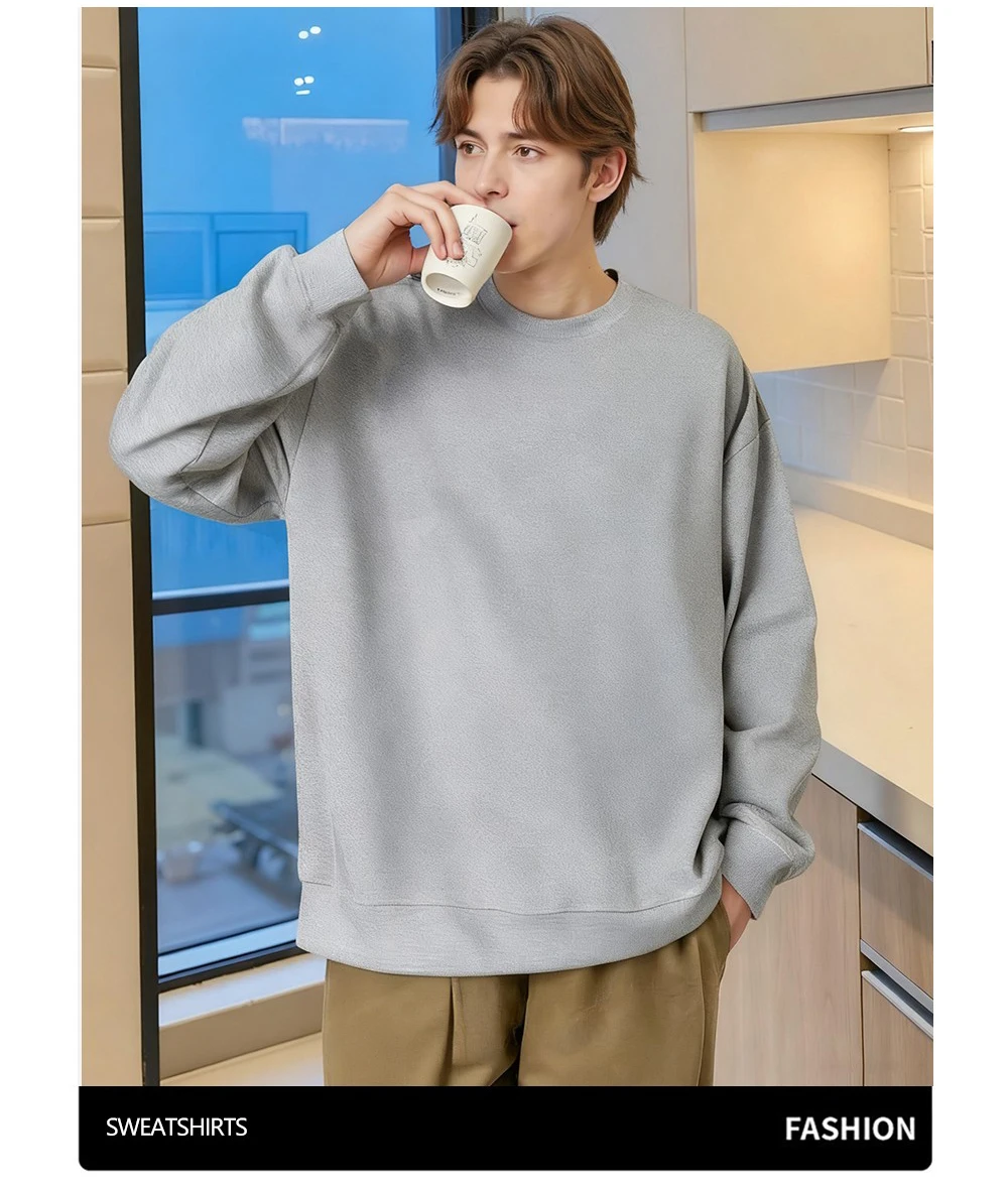 Herbst S-3XL Mann Mode Übergroßen Sweatshirt Straße Casual Pullover Sport Crewneck Hoodless Langarm Neue Grundlagen Sportswears – Detail 2