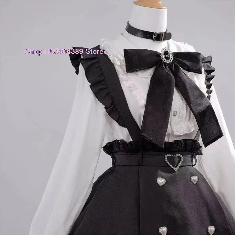 Miku Fashion Subculture Cosplay Costume Women's 2 Set Long Sleeve Shirt Suspender Dress Halloween Carnival Outfits For Girlx;8's