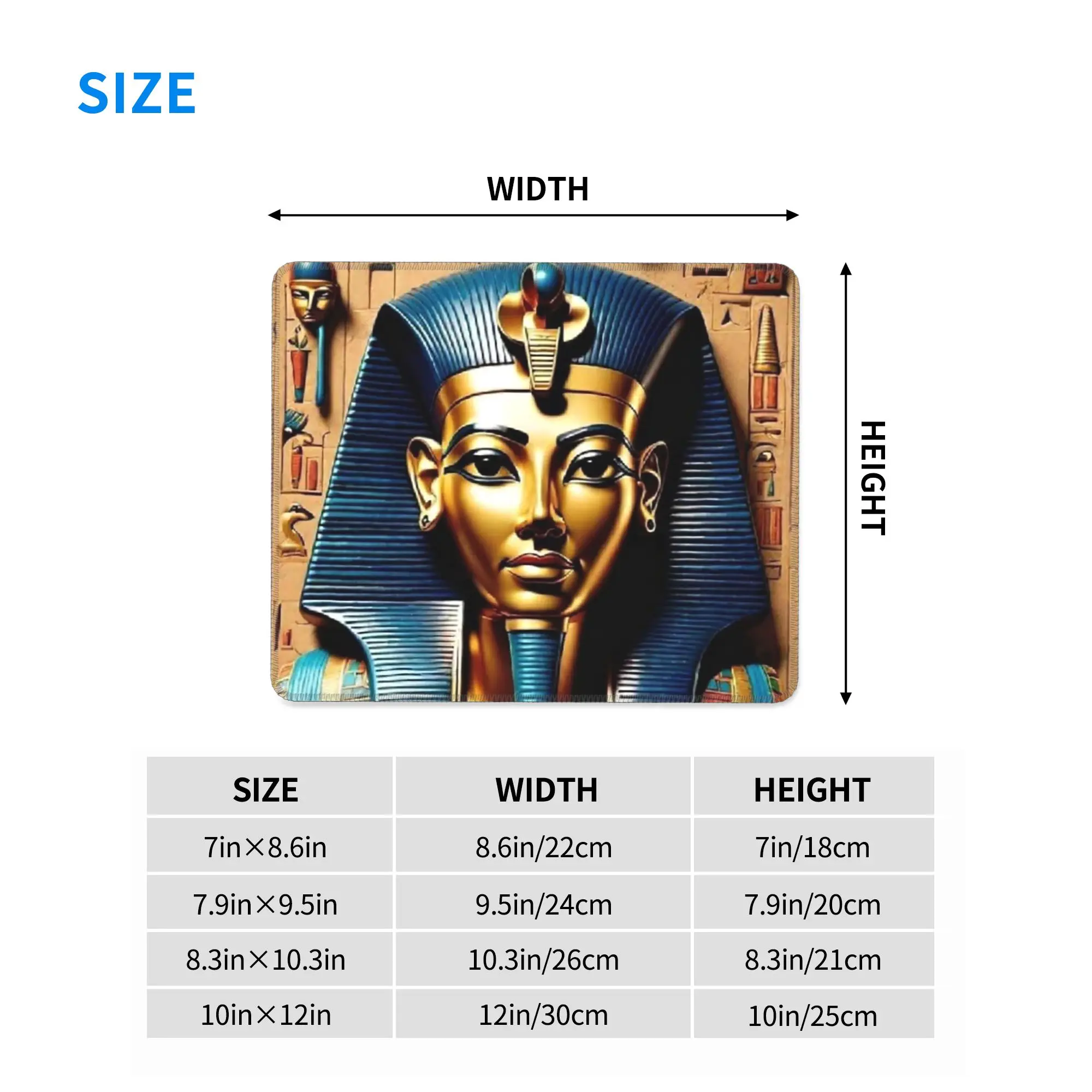 Egyptian Pharaoh With Golden Crown Illustration Mouse Pad Computer Keyboard Mouse Mat PC Laptop Desk Mat Accessories Table Mats