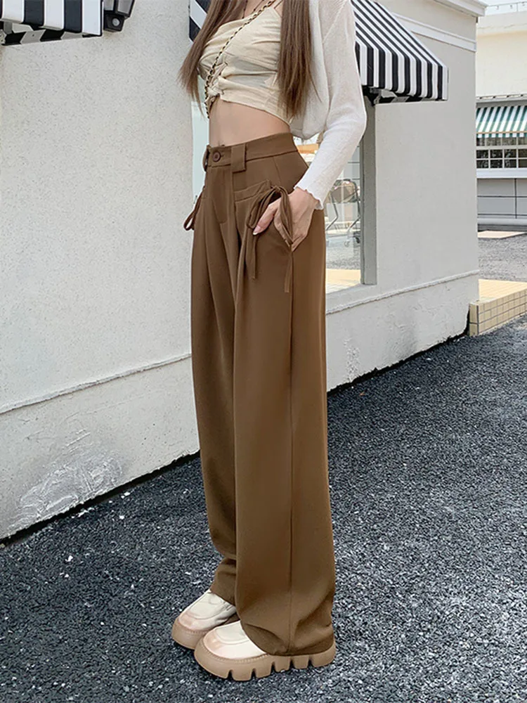 Cargo Pants Korean Fashion Lace Up Pocket Low Rise Casual Pants Women Streetwear Sweatpants y2k Aesthetic Trousers