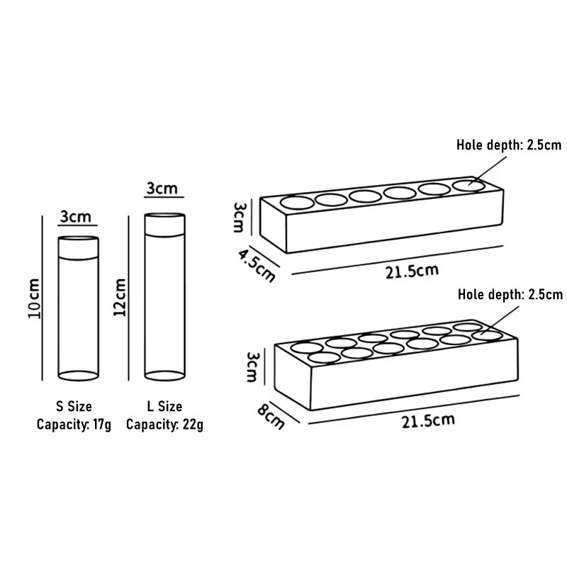 Coffee Beans Storage Container Tube Display Rack Wood Tea Tube Bottle Glass Single Dose Espresso Coffee Barista Coffeware Set