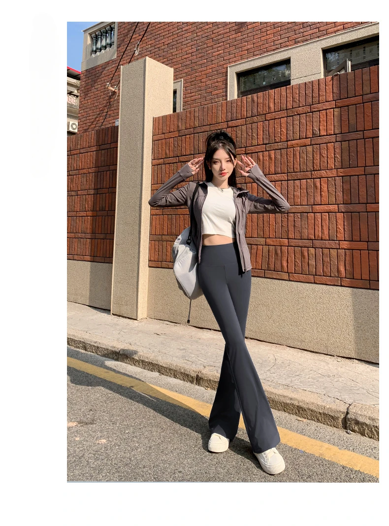 2024New Bell Bottoms with Fitted Shark Pants High Waist Slim Horseshoe Wide Leg Pants Leggings Long Women Y2k Pants Korean Style