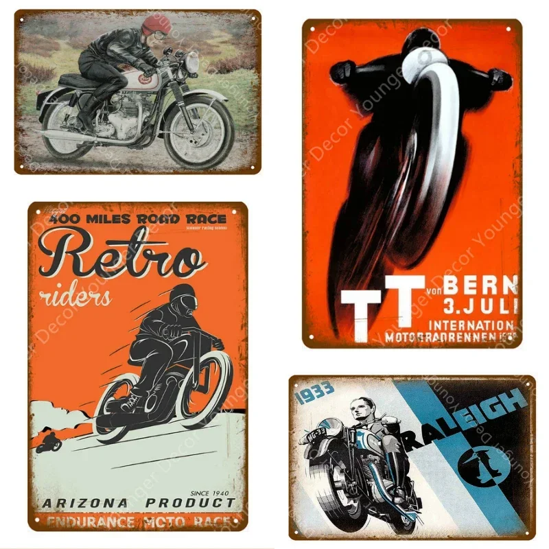 Dirt Bike Metal Poster Retro Motorcycle Races Plaque Wall Art Painting Plate Pub Bar Garage Home Decor Isle Of Man Signs YI-179