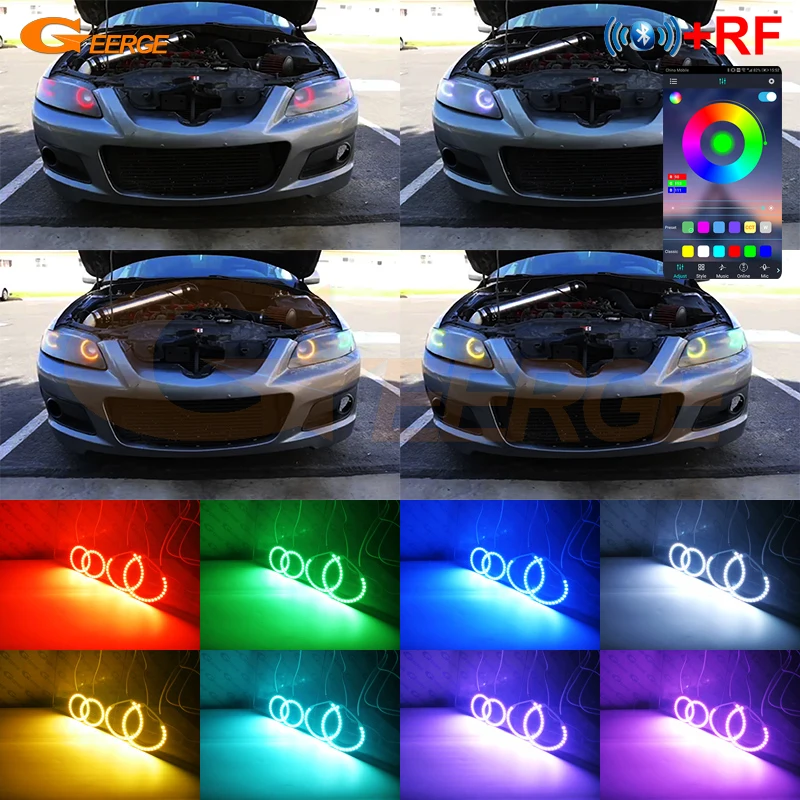 For Mazda 6 Mazda6 Mazdaspeed 6 Atenza GG BT App RF Remote Control Multi-Color Ultra Bright RGB LED Angel Eyes Kit Halo Rings