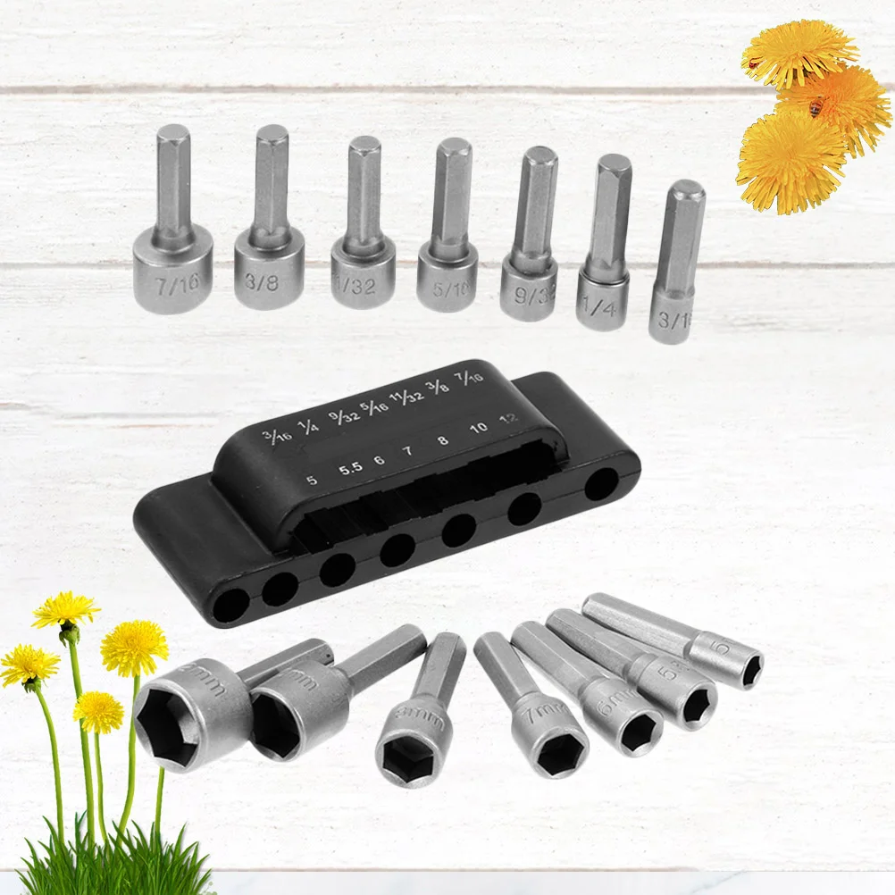 

14Pcs Universal Socket Wrench Set Industrial Strength Sleeve Wrench Compatible with Electric Drill Impact Driver for Automotive