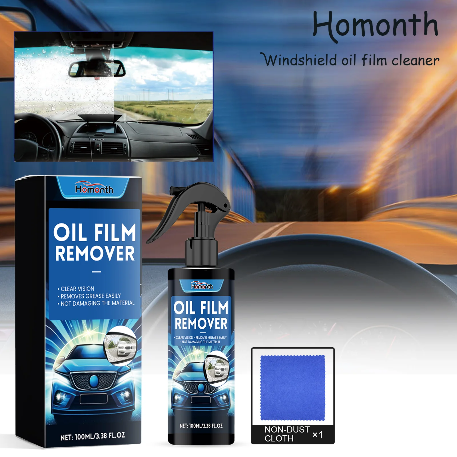 

Homonth комплект для очистки масляной пленки лобового стекла для автомобиля, пятна от пыли, очиститель масляной пленки