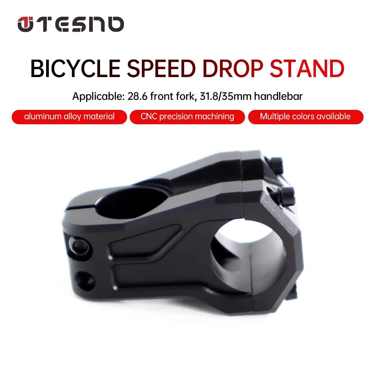 Tige de guidon de vélo TESNO en alliage d'aluminium CNC 31,8 mm 28,6 mm haute résistance pour vélo de route et VTT