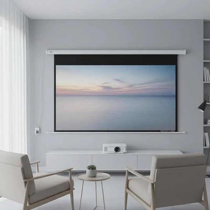 Motorisierte 84-Zoll-Projektionsleinwand mit Fernbedienung, 16:9, 215x8x140cm, weiß, lokaler Versand