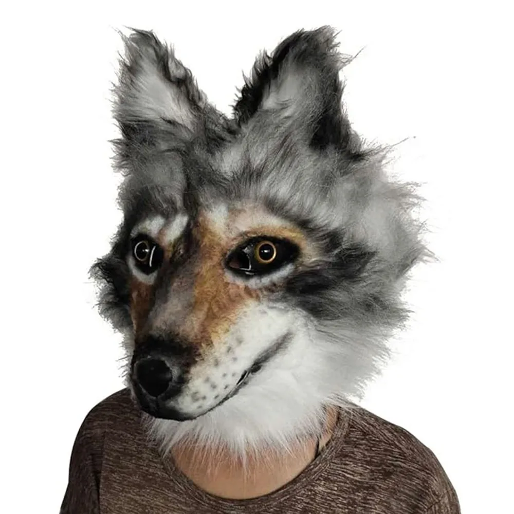 2024 Exclusive Wolf Full Head Mask Animal Cosplay Mask for Halloween Party Costume Latex (New Version)