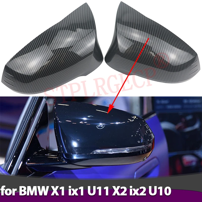 For BMW X1 Ix1 U11 X2 Ix2 U10 Only LHD Mirror Cap Carbon Fiber Black Rearview Mirror Cover Wing Side Rear View Replacement