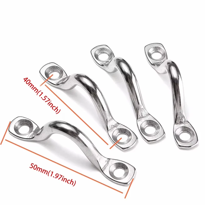4pcs Handle 5mm Stainless Steel Wire Eye Strap Boat Marine Tie Down Fender Hook Canopy Engines Accessories