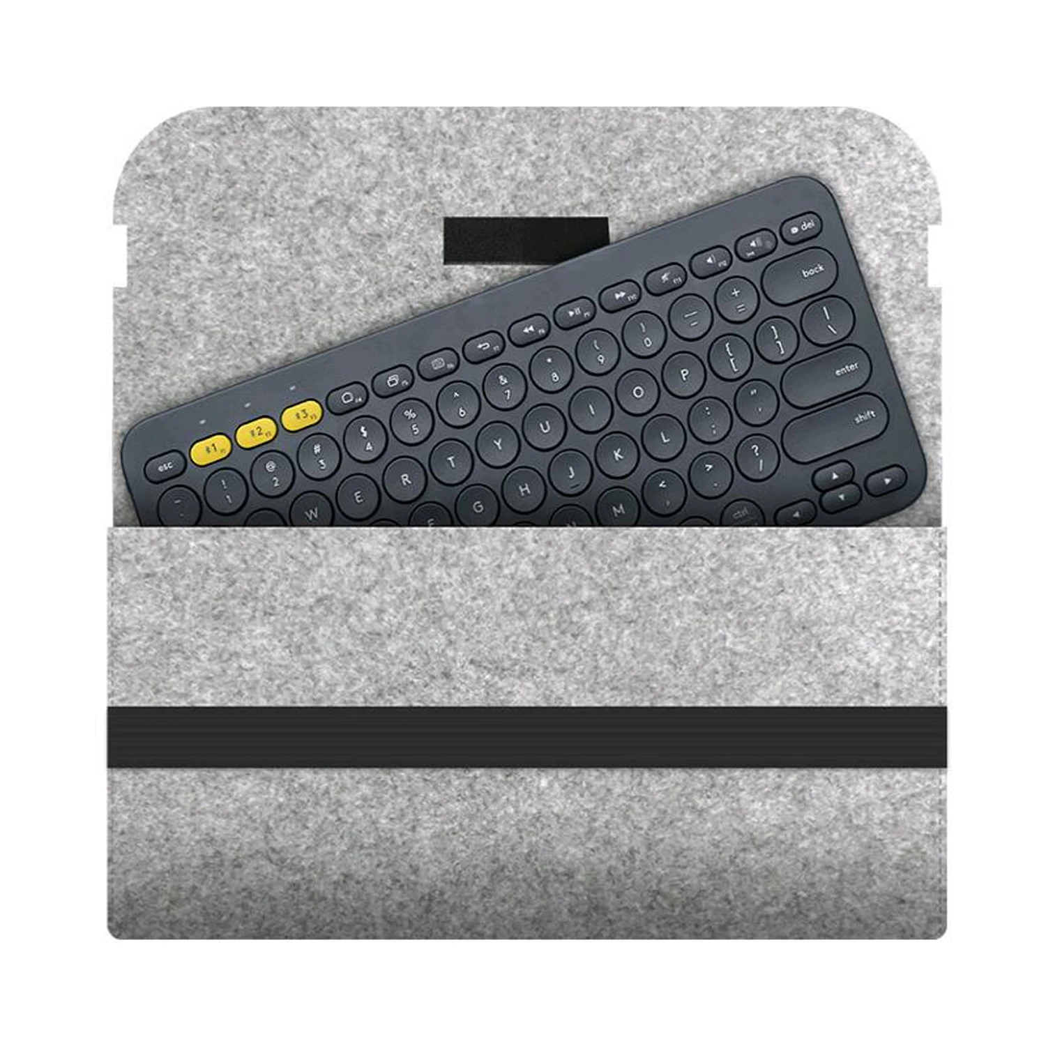 Portable Dustproof Felt Storage Bag Case Cover Sleeve Compatible with Logitech K380 Bluetooth Compatible Keyboard Dark