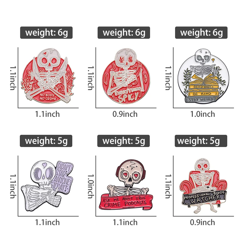 New Cartoon Enamel Pin Set Custome Punk Gothic Skeleton Ghost Boo Cute Cat Brooches Backpack Lapel Badges Jewelry Gift for Kids