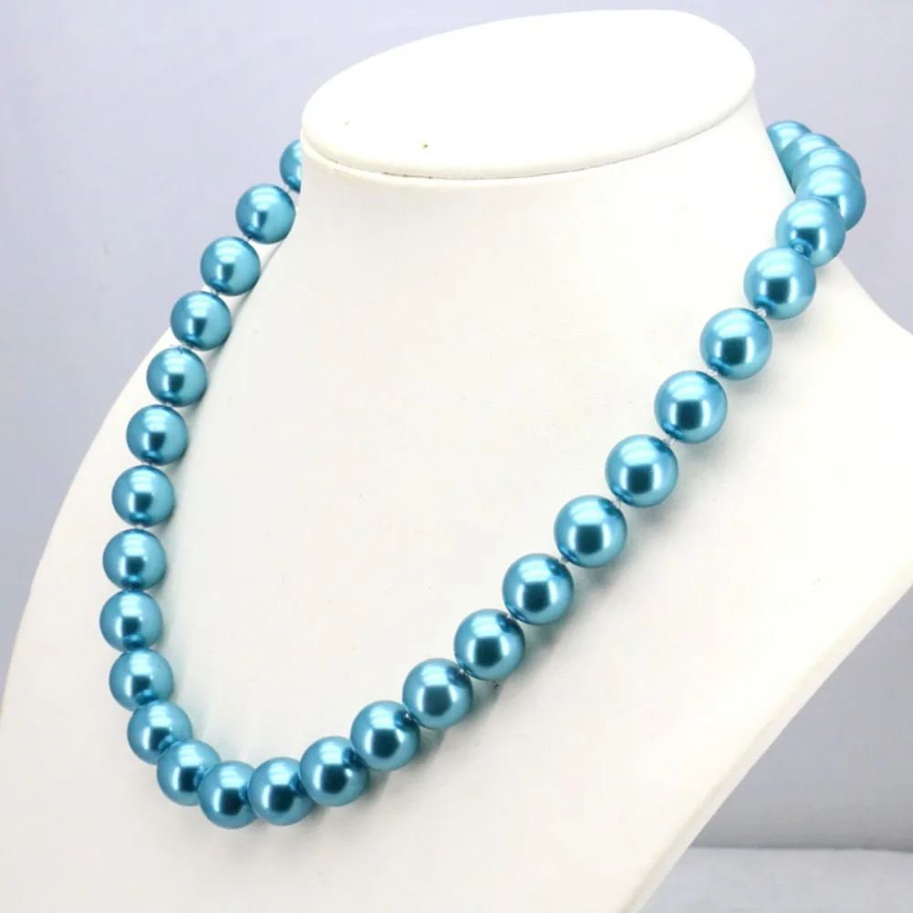 Wholesale Beautiful Charming! 12mm Blue South Sea Shell Pearl Necklace Fashion Jewelry Making Design Christmas Gifts 18\