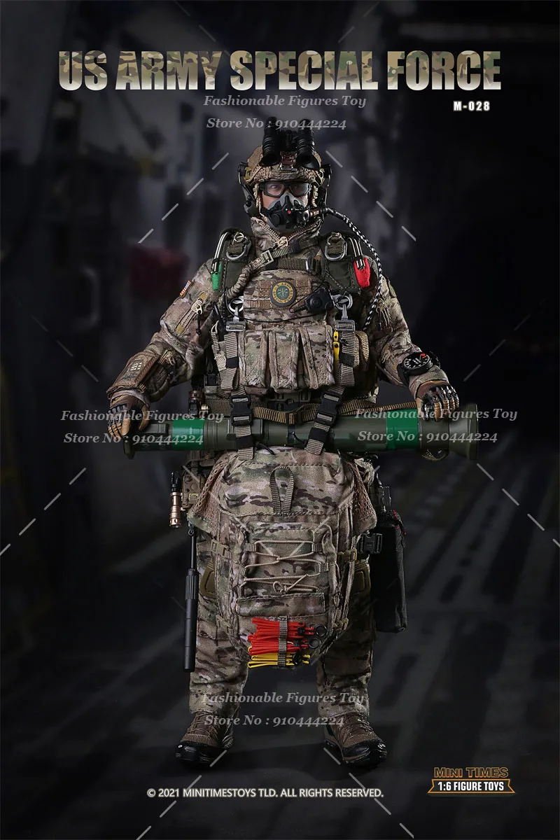 Minitimes M028 1/6 Men Soldier US Army Special Forces Parachute Jump Camouflage Combat Military Dolls 12Inch Action Figure Body