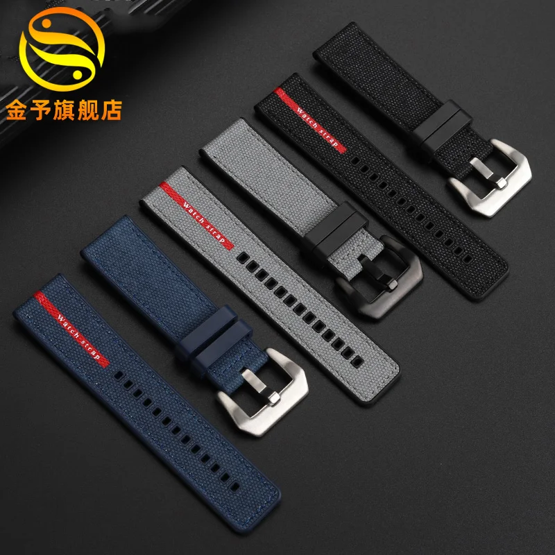 24mm Nylon Rubber Bottom Watch Strap For Panerai Stealth Series PAM1391 PAM1579 Pam00321 Lumino PAM441 Men Bracelet Watchband