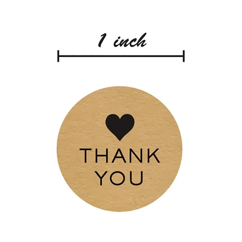 Thank You Stickers With Heart Kraft Paper 50-500pcs Appreciation Tag Labels For Business Bag Seal Wedding Party Decoration