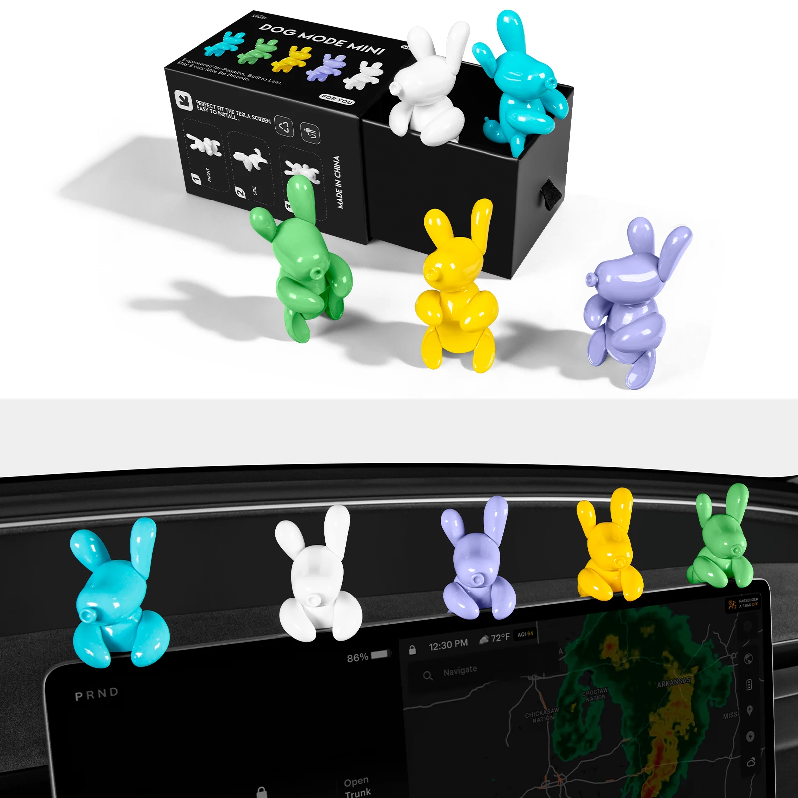 

5PCS for Tesla Dog Mode Mini Screen Decoration Ornament Funny Decor for 2017-2026 Tesla Model 3 and 2025-2026 Model Y Juniper