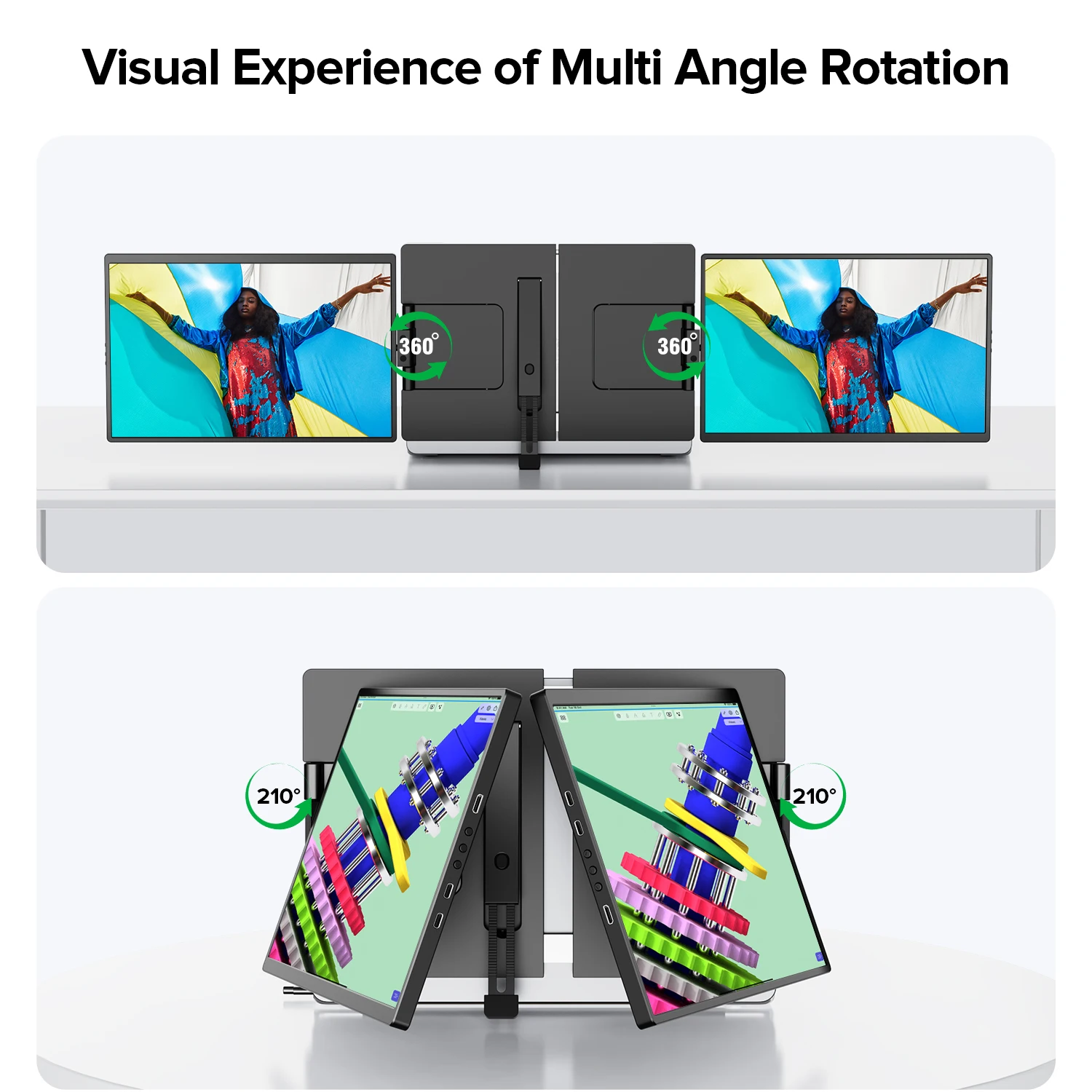 Extensor de tela para laptop Ustaion X3, monitor triplo portátil de 14 polegadas com tela QHD 2K IPS para Mac Windows Chrome PC cabe em 13-17 polegadas