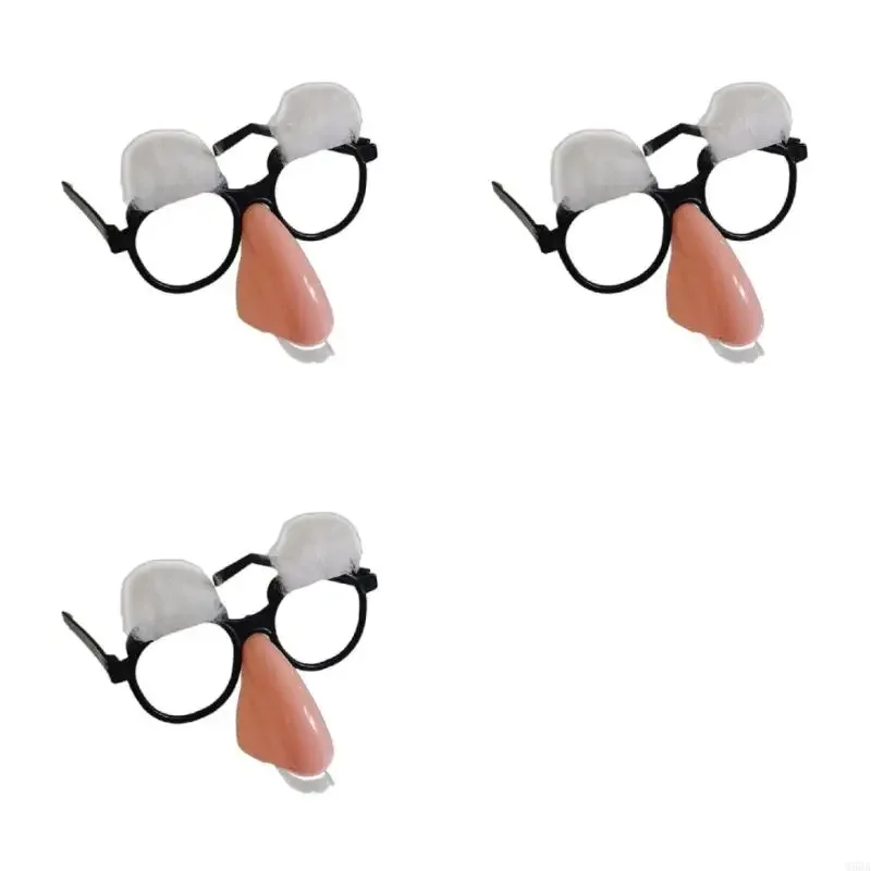 M68A Pretend Glasses with Nose Funny Old Man Glasses with Eyebrows and Mustache Halloween Cosplay Costume Accessories