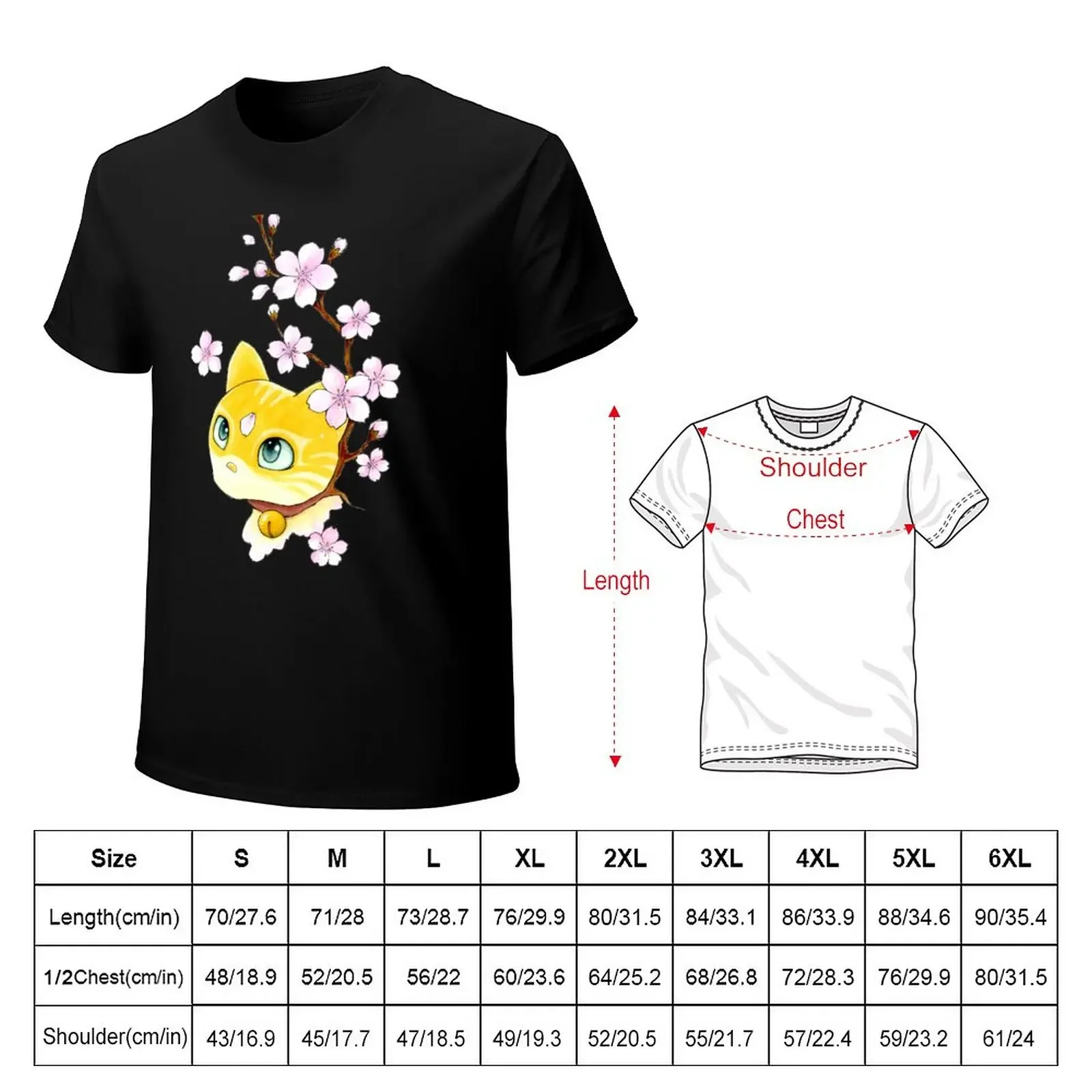 Cat and cherry branch T-Shirt quick drying oversizeds fruit of the loom mens t shirts